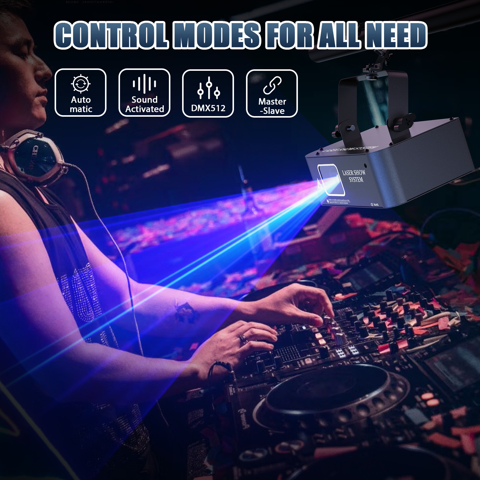 500mW DMX RGB Laser Light LED Laser Beam Scanner Projector DJ Party Stage Show