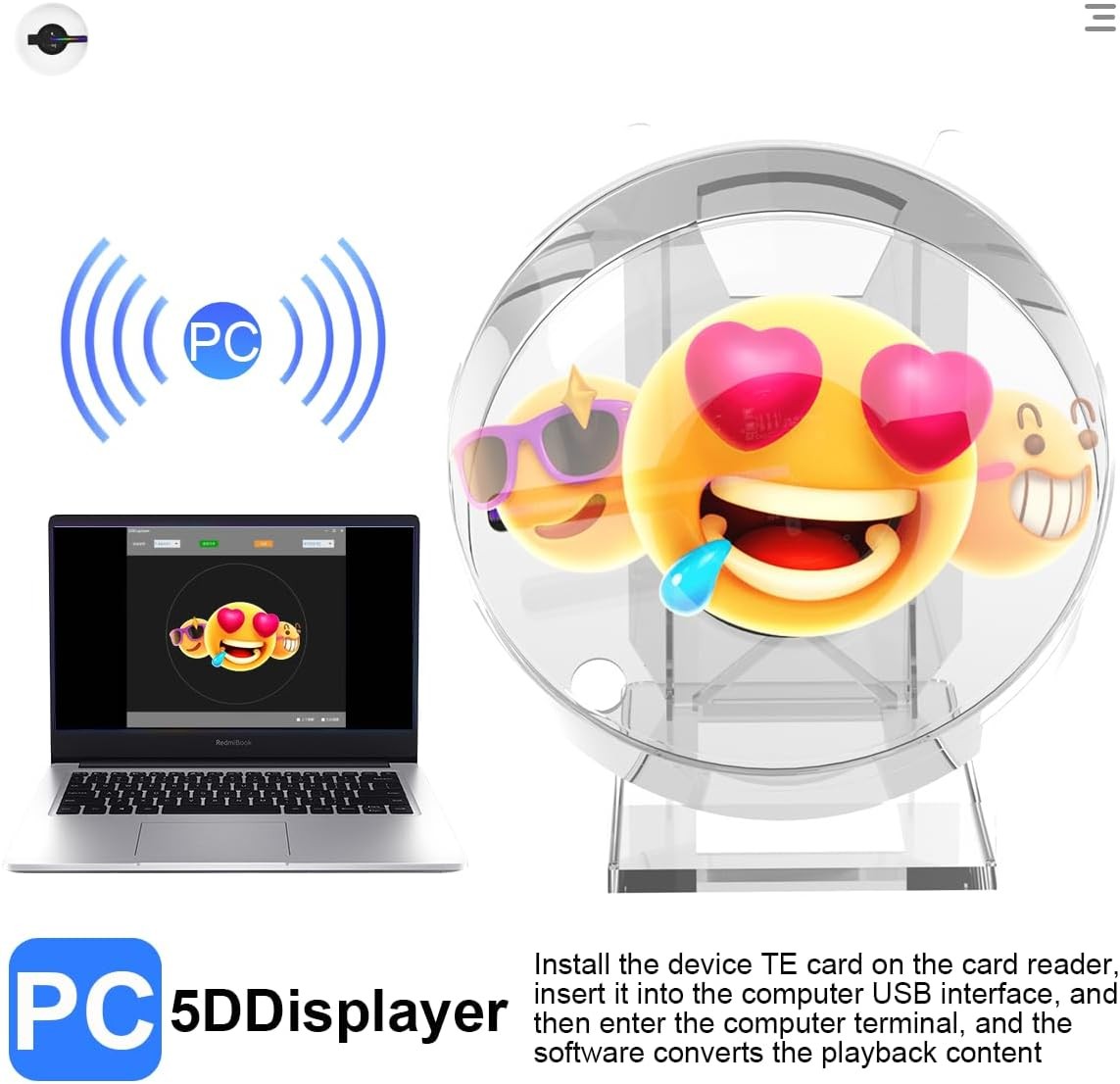 3D Hologram Fan, 4.7” 3D Holographic Display with Clear Cover Spinner, Perfe…
