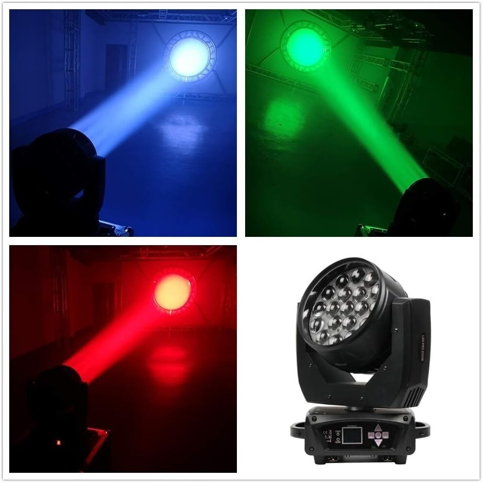 19x15W LED Moving Head Light Zoom RGBW DJ Disco Party Wash Stage Light DMX