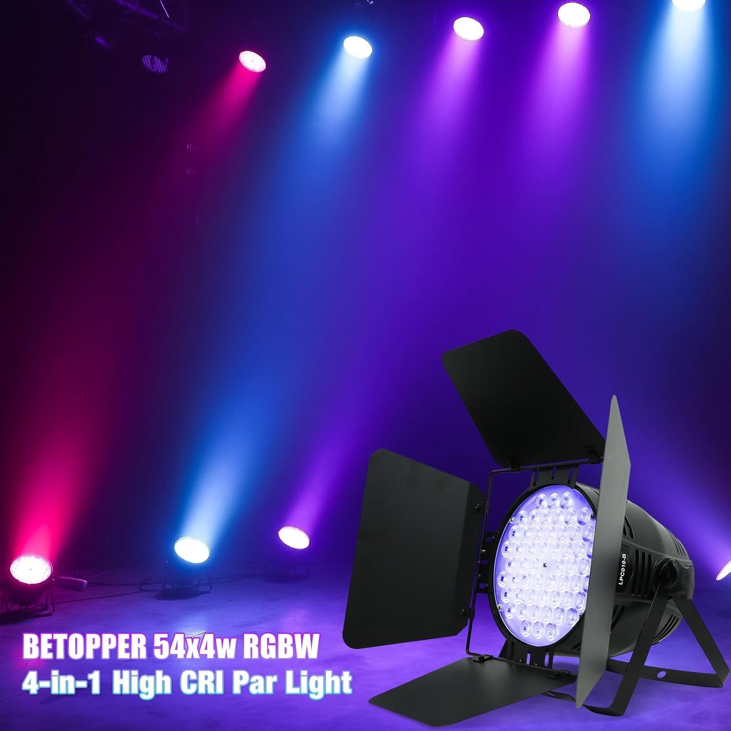 Betopper 54x4W High CRI Par Light with Barn Doors, CRI/RA 90 RGBW 4 in 1 Ultr…