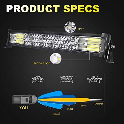 22 Inch LED Light Bar Triple Row 306W 30600Lumens Spot Flood 22 inch light bar