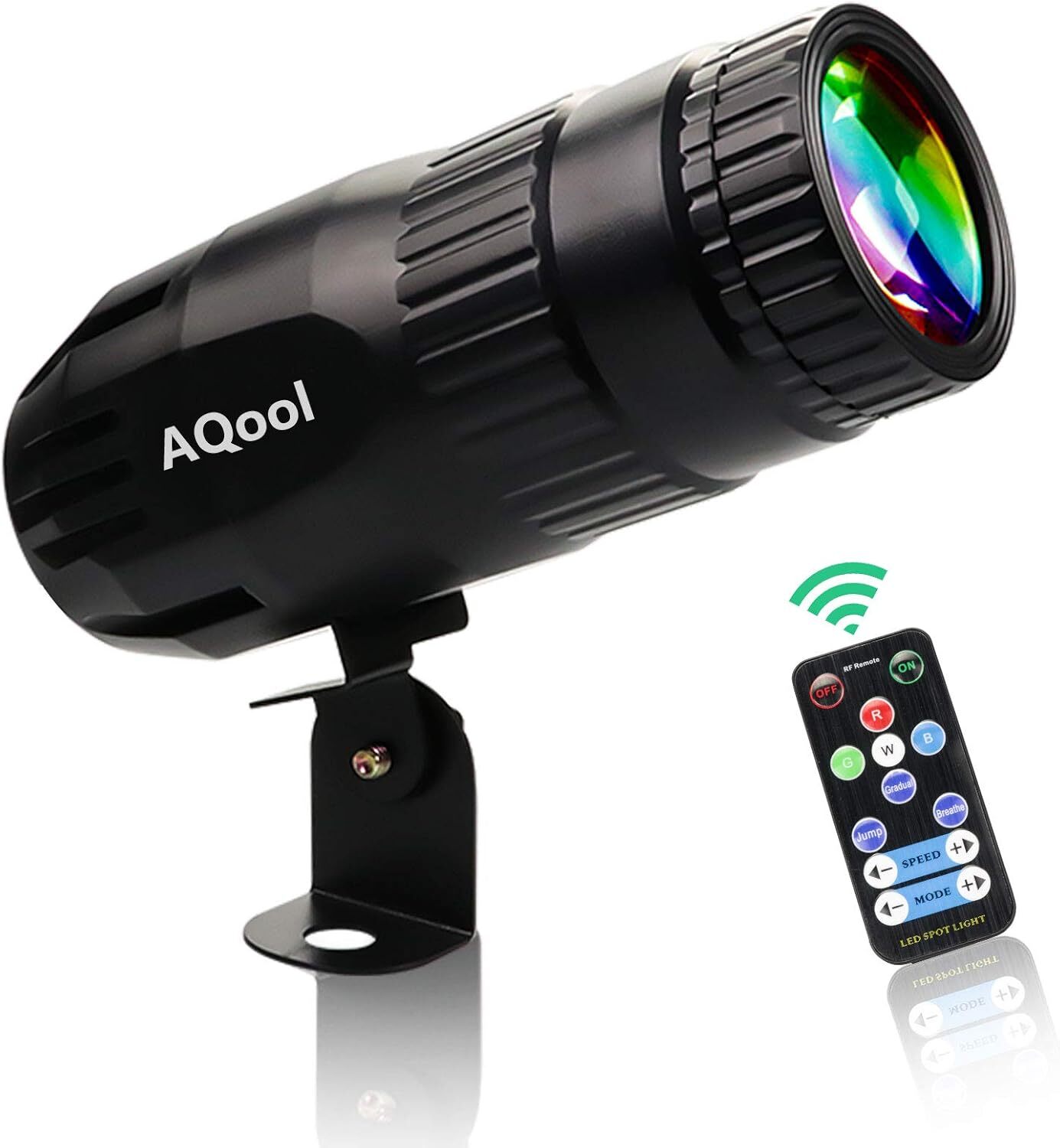 Aqool 15W Rgbw Led Pinspot Light With Rf Remote Compact Portable Lighting