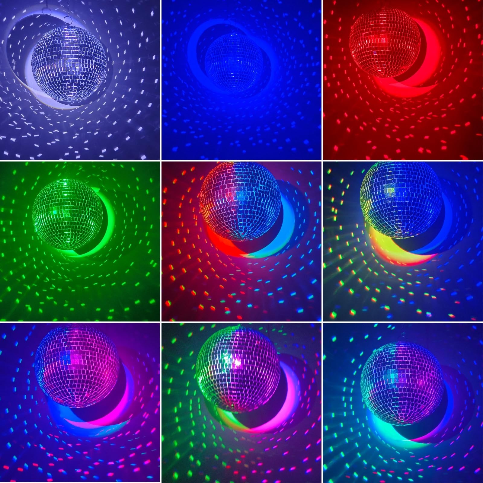 Multicolor Disco Ball Light 2 Pack, 15W Party Spotlight with 65” Power Cord