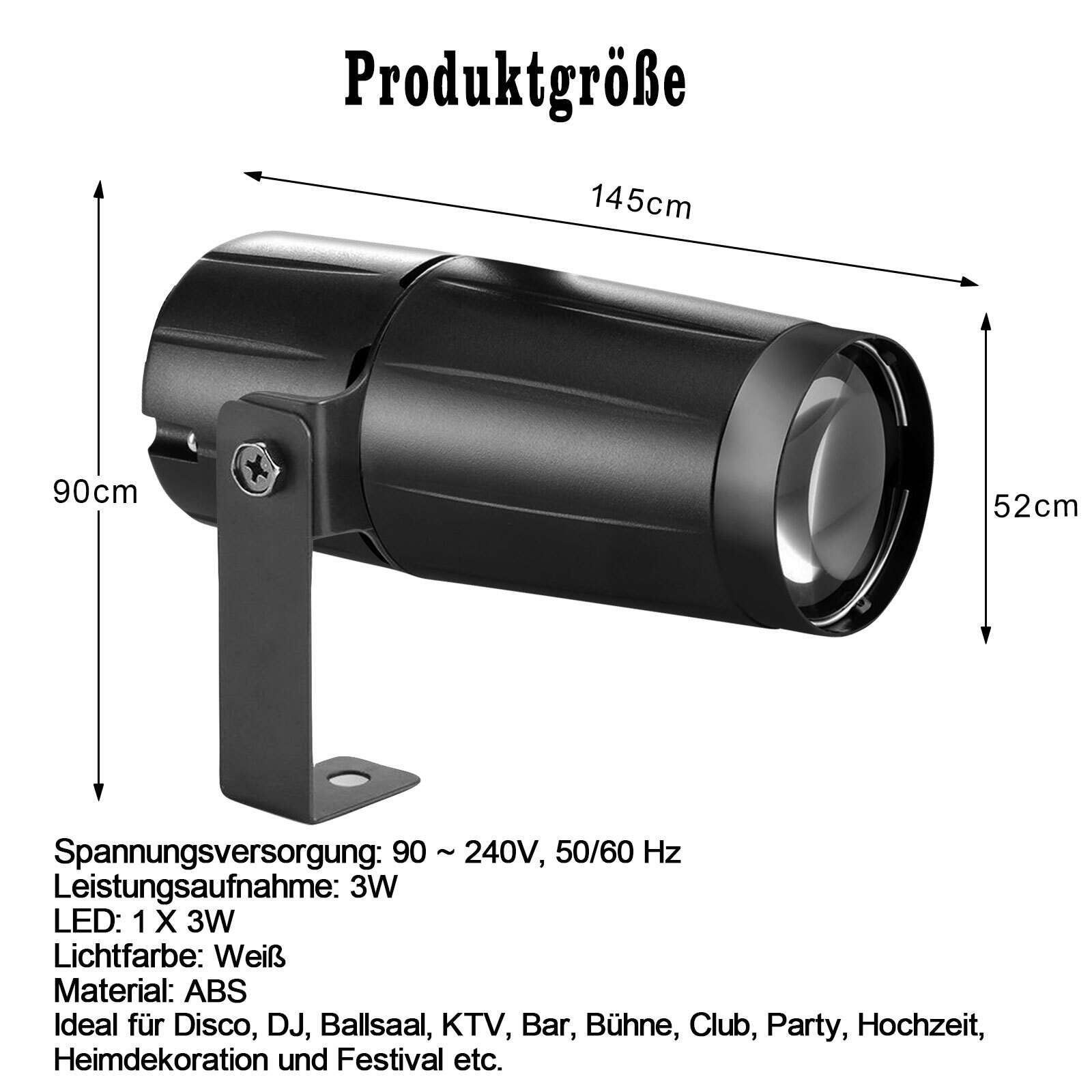 Spotlight Beam Pinspot Light White LED Stage Lighting KTV DJ Disco Party Wedding