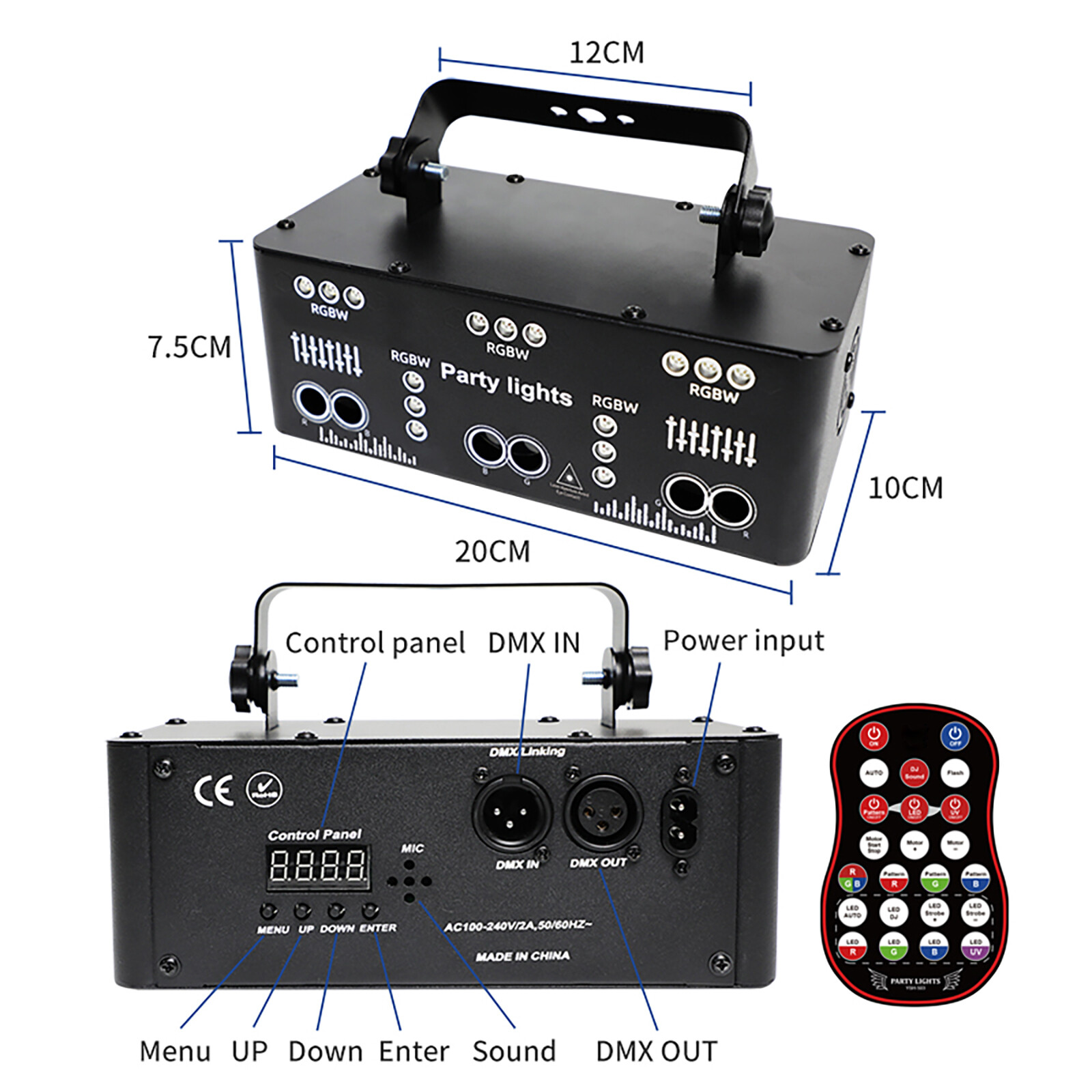 64 Pattern DJ Disco Party Stage Light Laser Projector 15 LED RGB Show Lighting