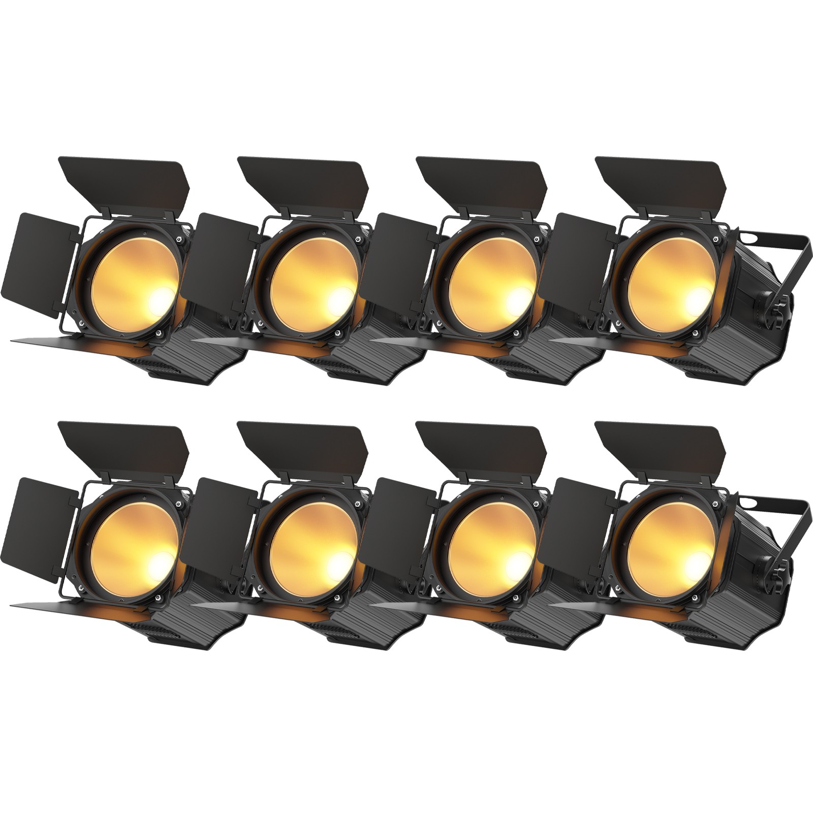 200W COB Par Light Warm & Cold White Spotlights with Barn Door DJ Stage Lighting