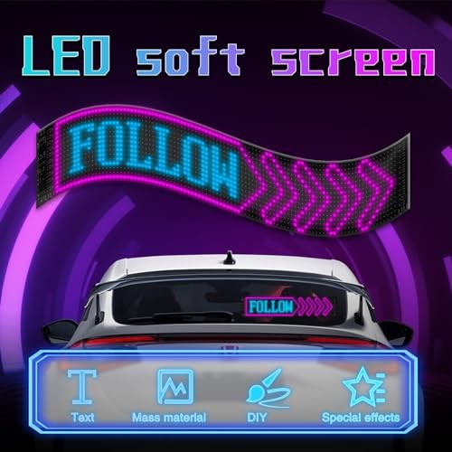 Light for Cars (1PCS) Dynamic Big Eyes LED Sign,for Windows of 23″x5″ Black