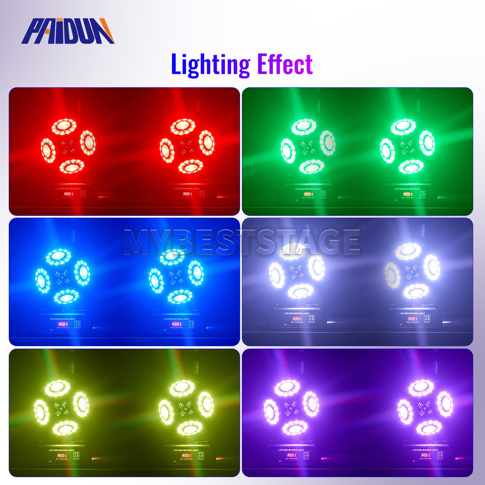 PAIDUN 150W RGBW Rotation Laser Beam 2Heads DJ Disco Ball Light Sound Activated