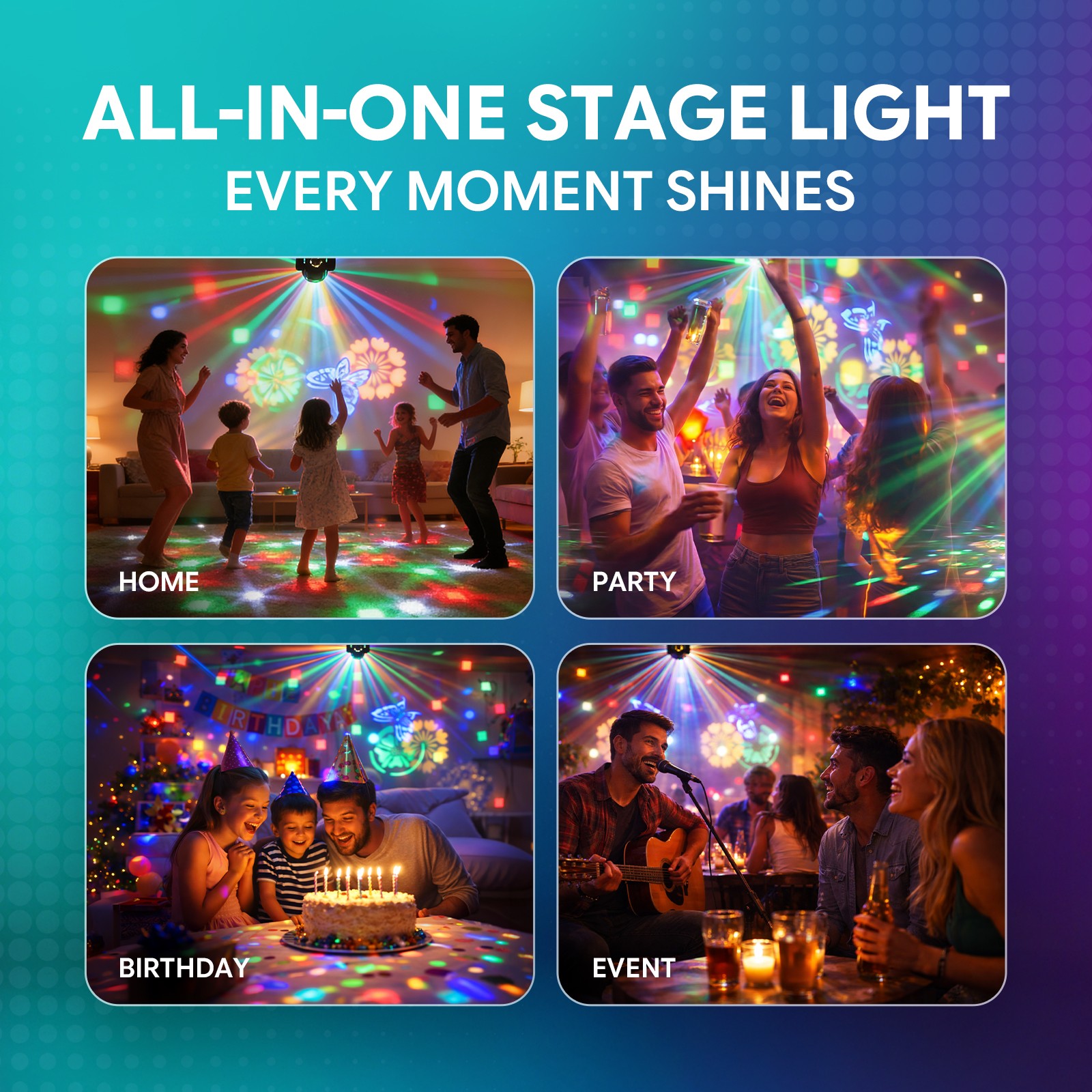 50W Mini Magic Ball LED Moving Head DMX RDM 9CH Voice Control Home Party Light
