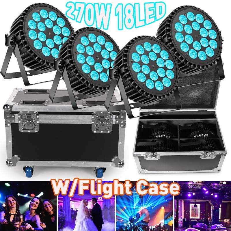 270W 18LED PAR Lights RGBW Stage Lighting DMX DJ Disco Party Show Light W/Case