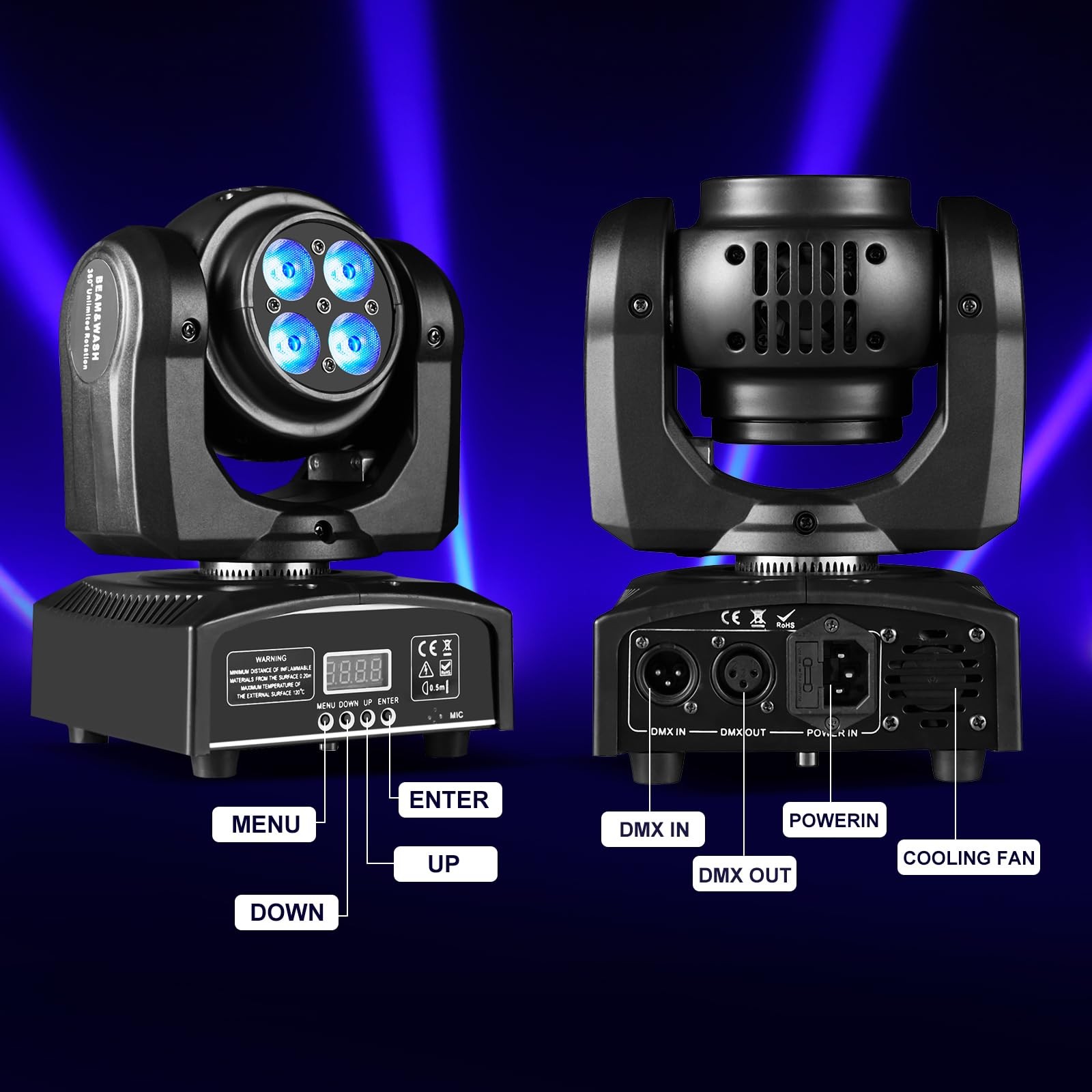 100W LED Moving Head DJ Lights 2-Sides Moving Head Wash & Beam Effect Stage Ligh