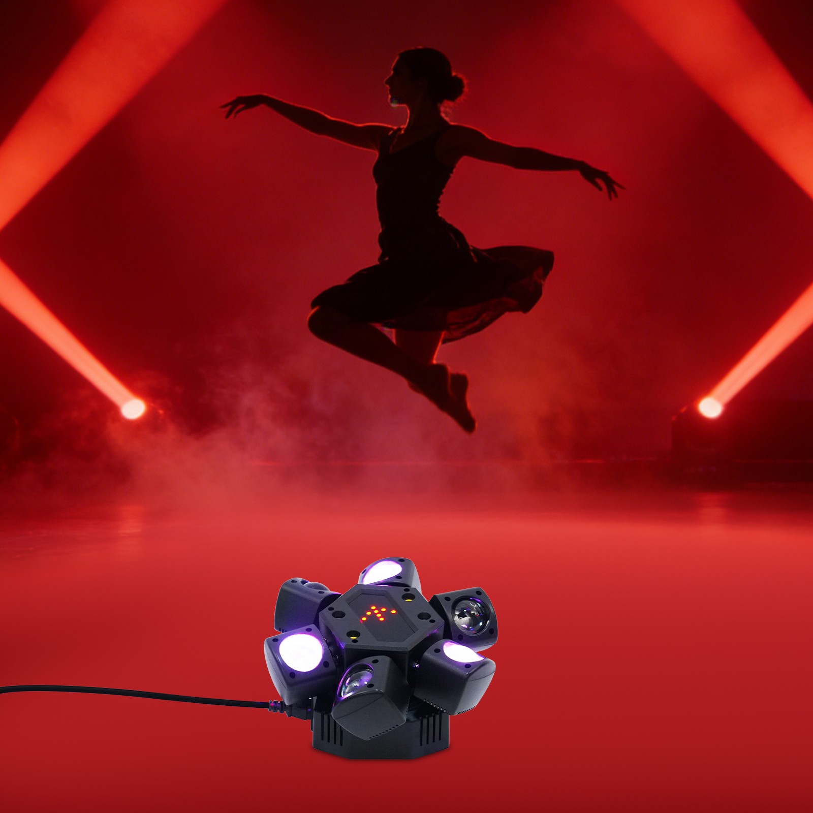 6 Arms Stage Light LED Moving Head Beam Light Bee Eye Laser DJ Disco Party Club
