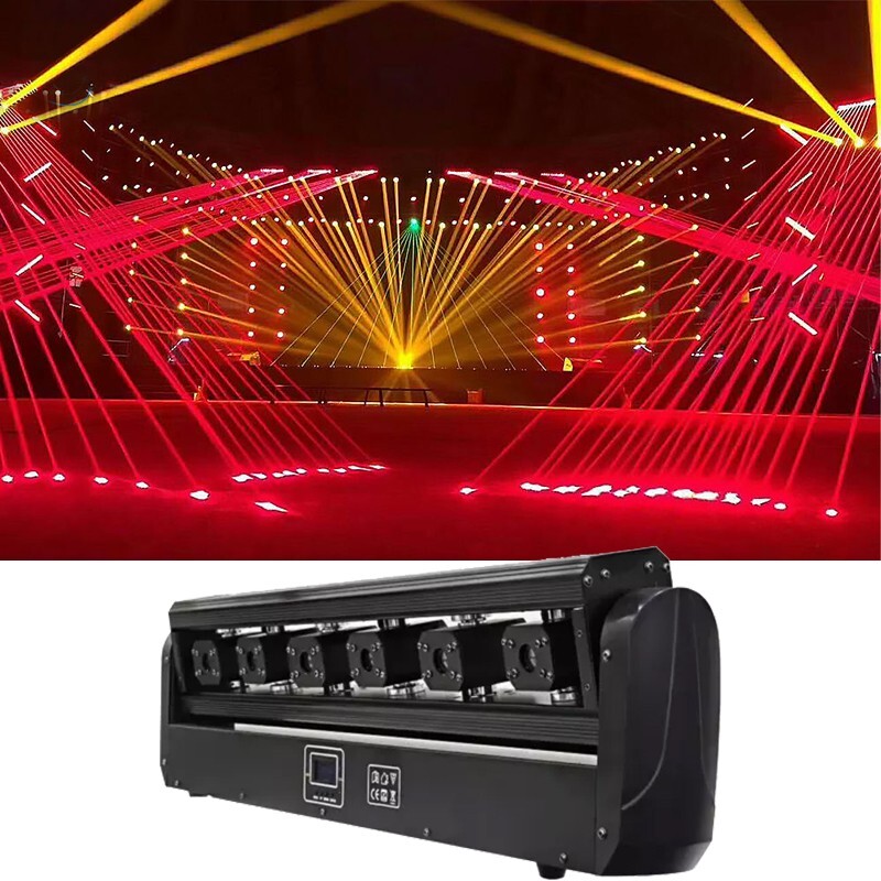 6 Eyes Laser Moving Head Light Beam Bar 6 Heads 6x500mw RGB 3IN1 Pixel DJ Lazer