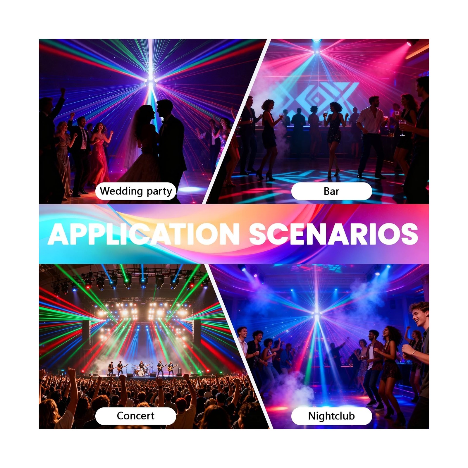 Moving Head DJ Lights 160W 3-Axis RGBW 540° Rotation DMX Lights with Strobe