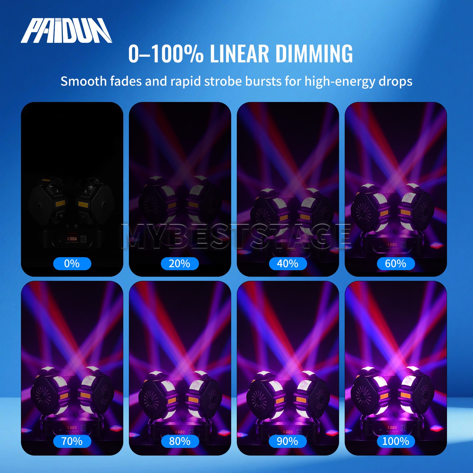 PAIDUN 200W 4Head Rotation Beam Moving Head Laser Light Strobe Disco Show KTV DJ