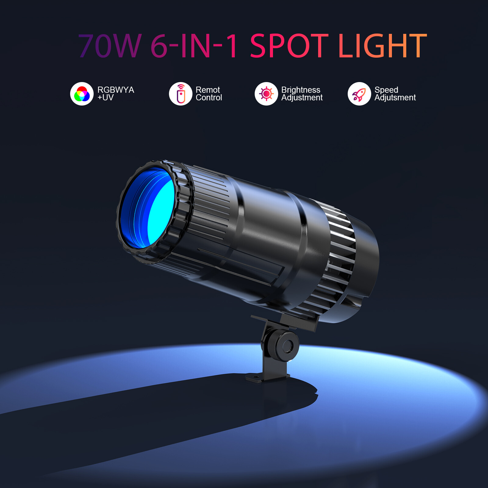 Coolighine RGBW 70W LED Pinspot Light Strobe Beam Spotlights Remote DJ Xmas