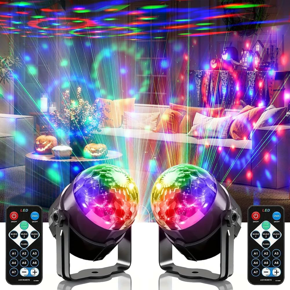 2-Piece Set Disco Ball Lights with Remote Control | Sound Controlled Flash Party