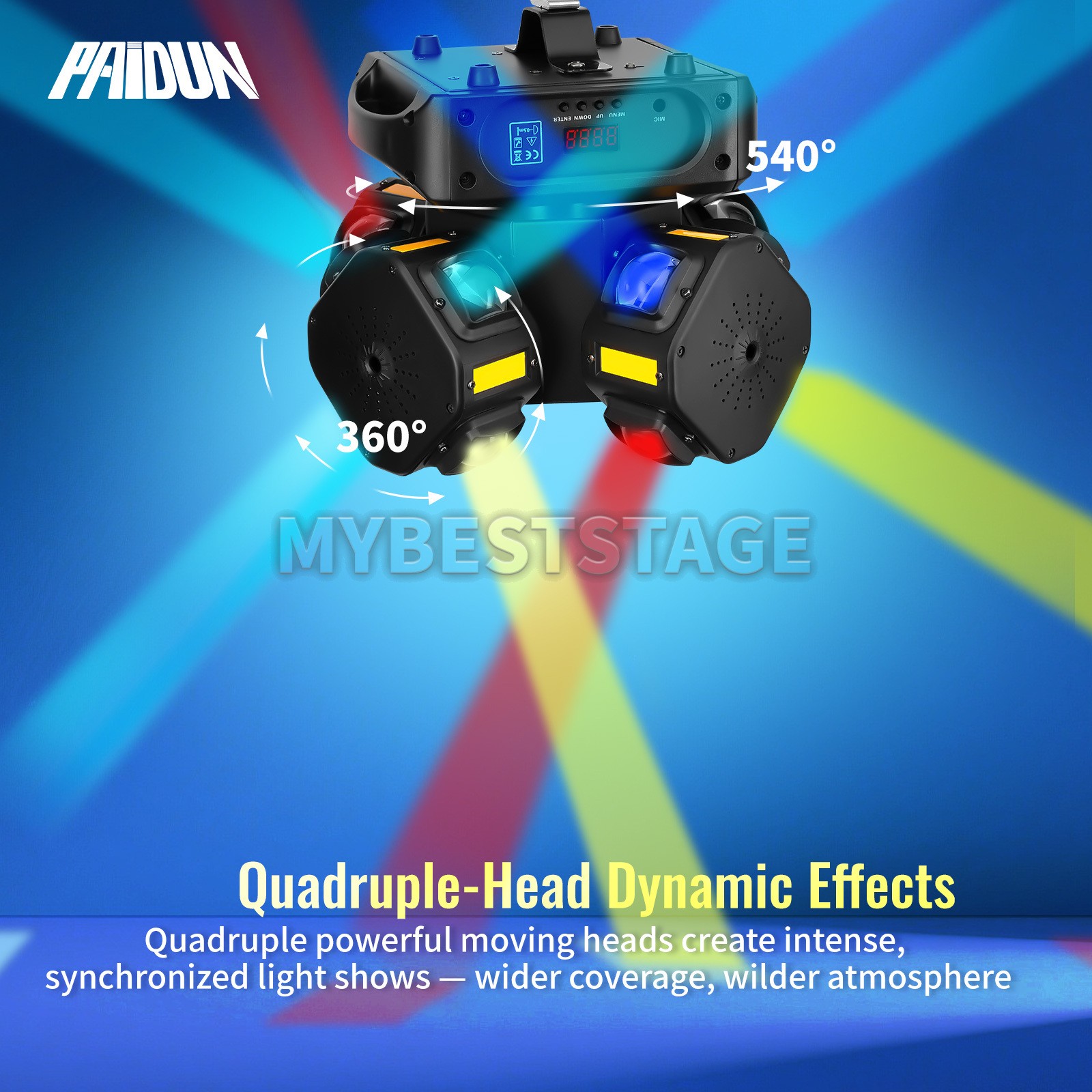PAIDUN 200W 4Head Rotation Beam Moving Head Laser Light Strobe Disco Show KTV DJ