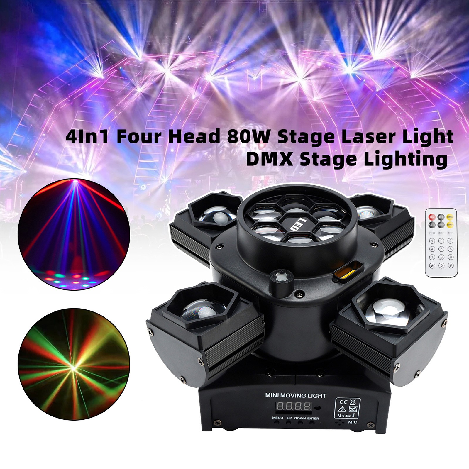 4In1 4Head 80W Stage Laser Light DMX Stage Lighting DJ Party Lighting Effect🌟 #