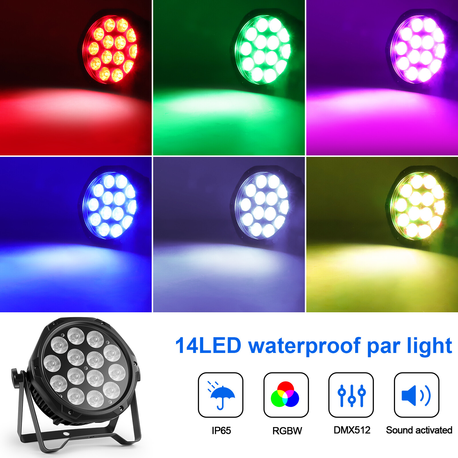 RGBW LED Uplights 14x15W Outdoor IP65 Waterproof Stage Par Light dj Party Lights