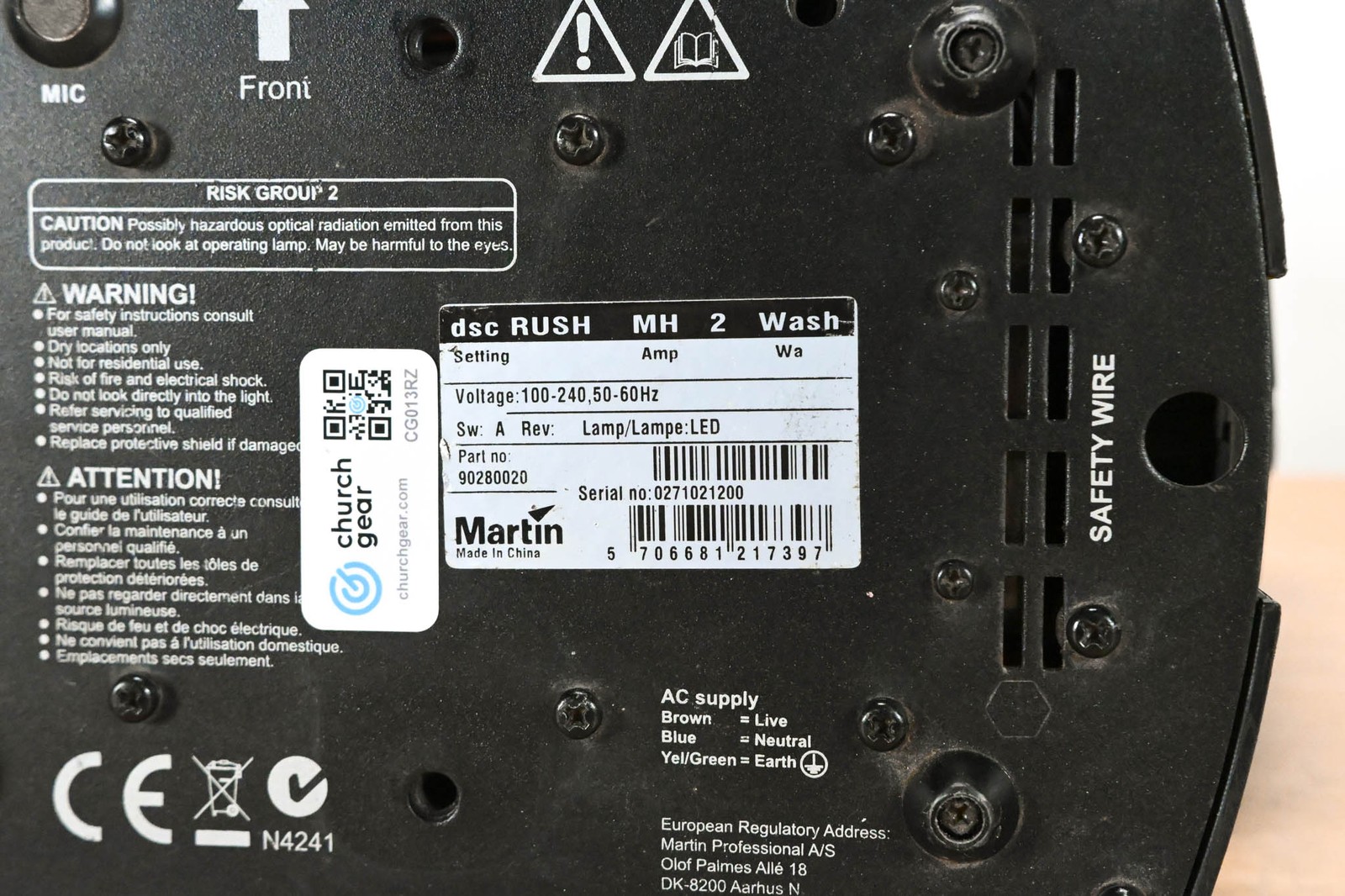 Martin Lighting RUSH MH 2 Wash LED Wash Moving Head Fixture CG013RZ