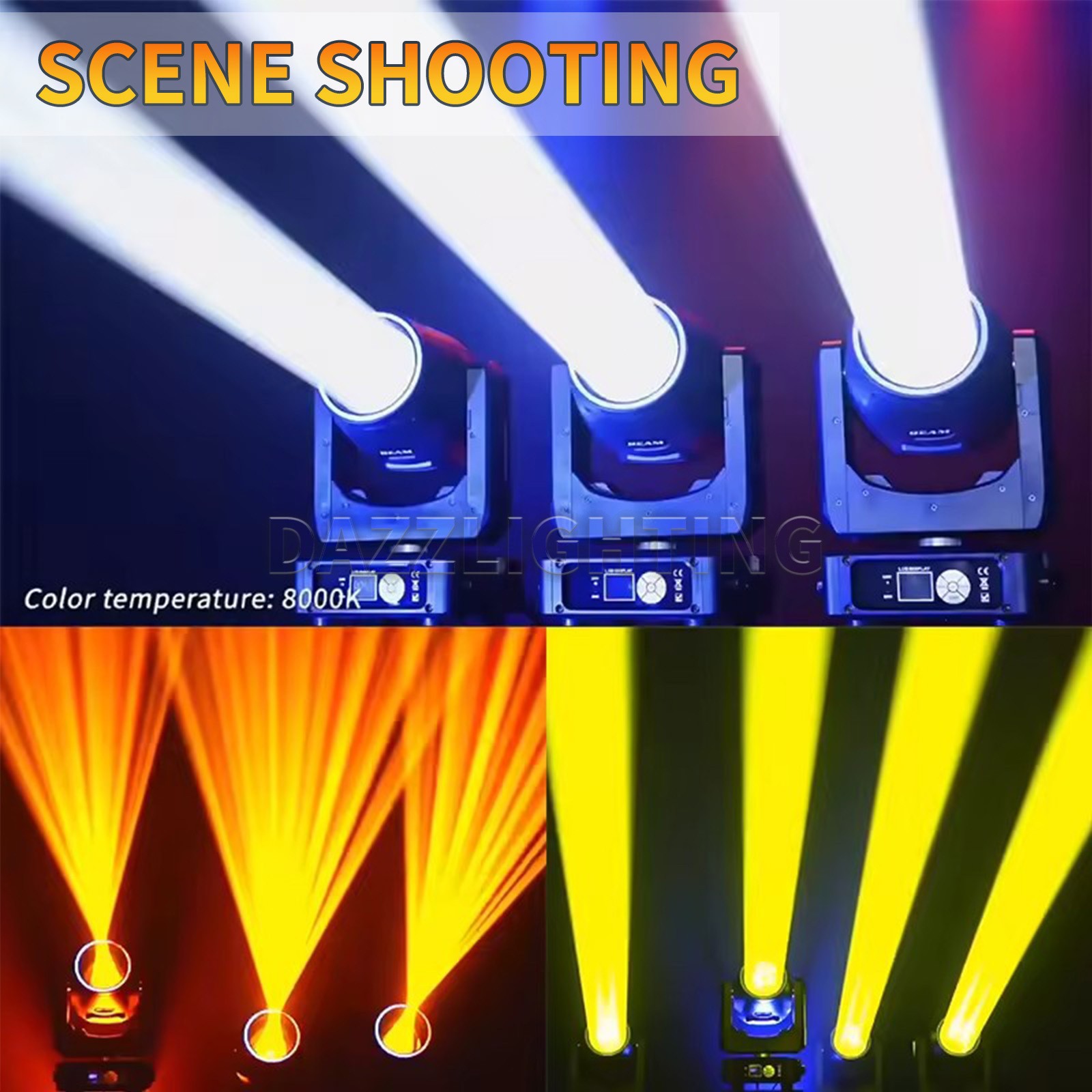PAIDUN 230W 7R RGBW Beam Moving Head Spot Light 8+16Prism Disco Bar Wedding Show