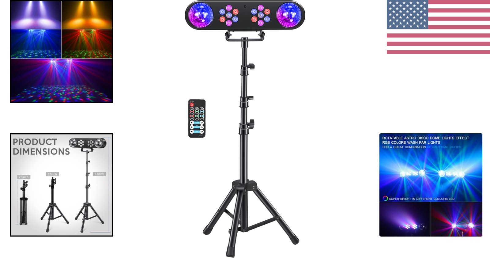 DJ Party Lights with Stand,Party Bar Light, Rotating Ball Disco Lights & Corl…