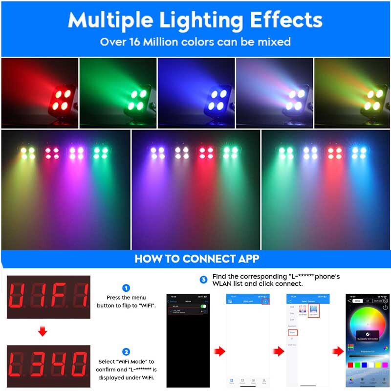 6IN1 Rechargeable Par Light RGBWA+UV LED DMX Wireless Wash DJ Up-Light W/Case