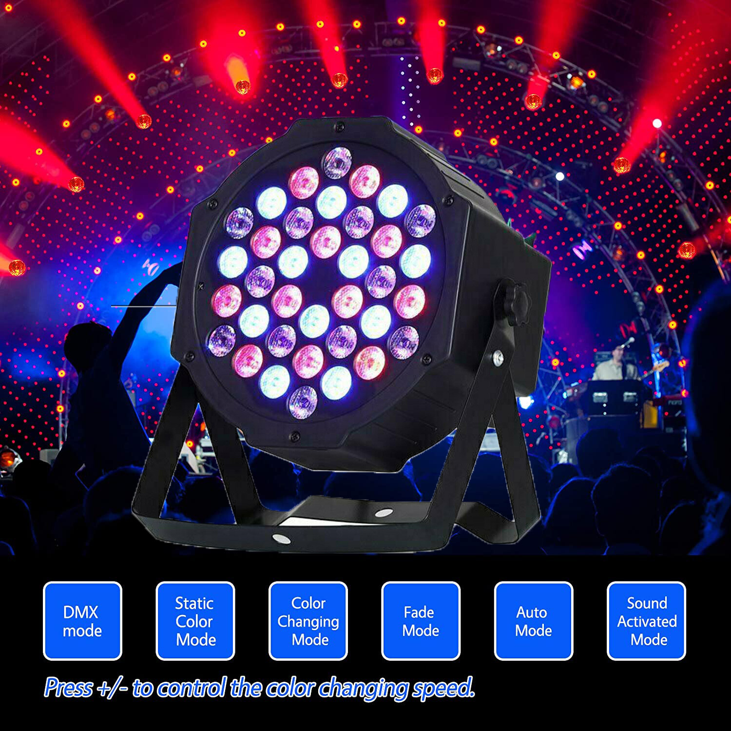 8PCS RGB Stage Light PAR 80W 36 LED Color Mixing Beam DMX Party Disco DJ Light