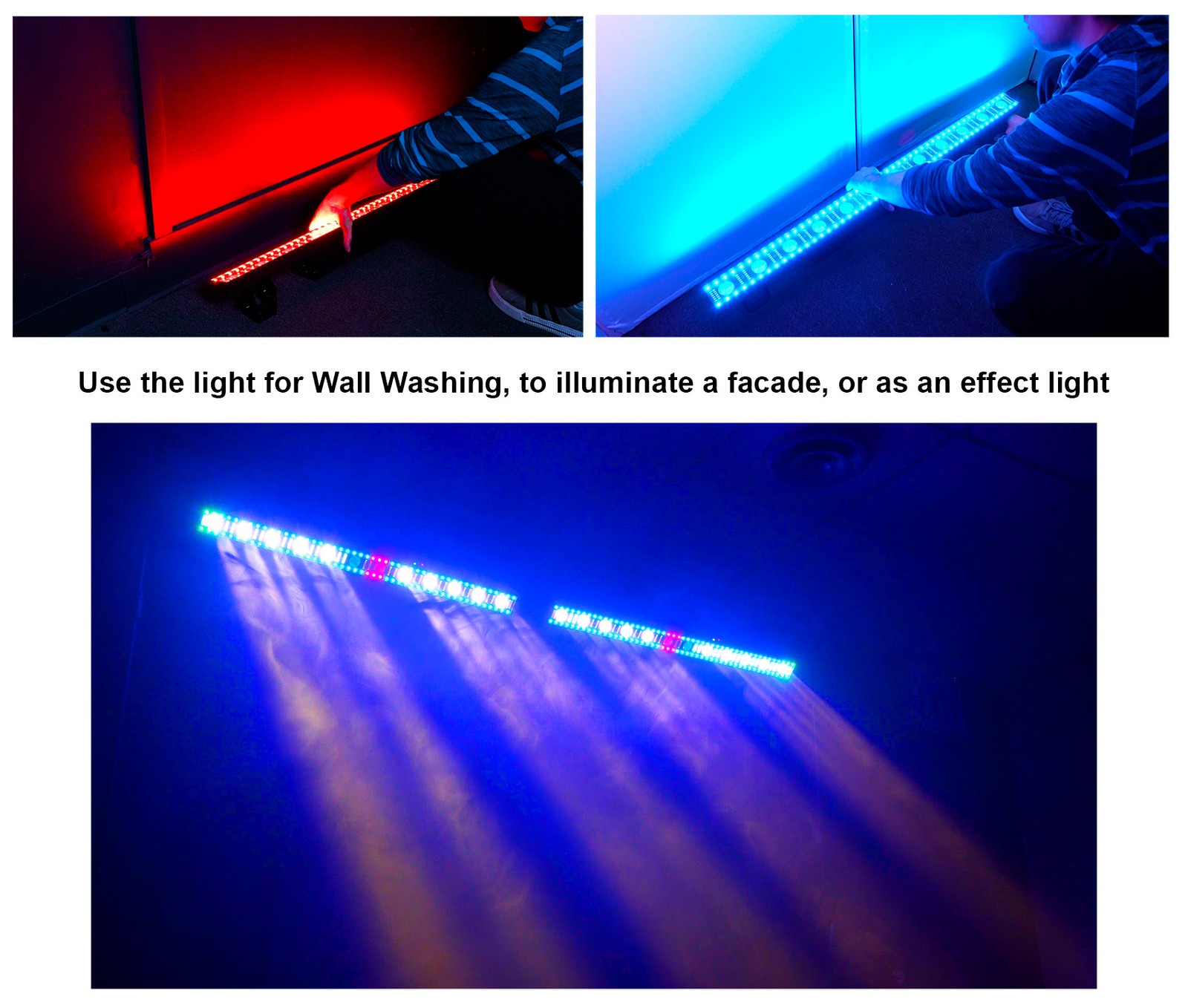 2 Rockville Pixel Hybrid Bar Battery Light Strips Linear Wash/Strobe/Blinder+Bag