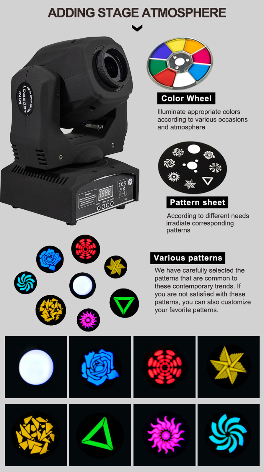 SHEHDS LED GOBO Spot 60W Moving Head Stage Lighting For Wedding KTV Disco Show