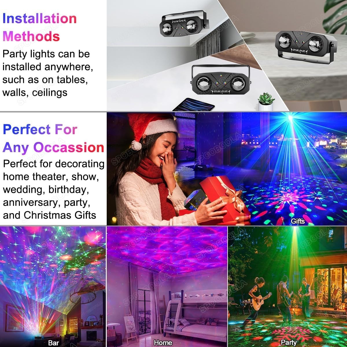 Disco Ball Light,Party Disco Strobe Ocean Star Projector Dj Dance Light Sound…