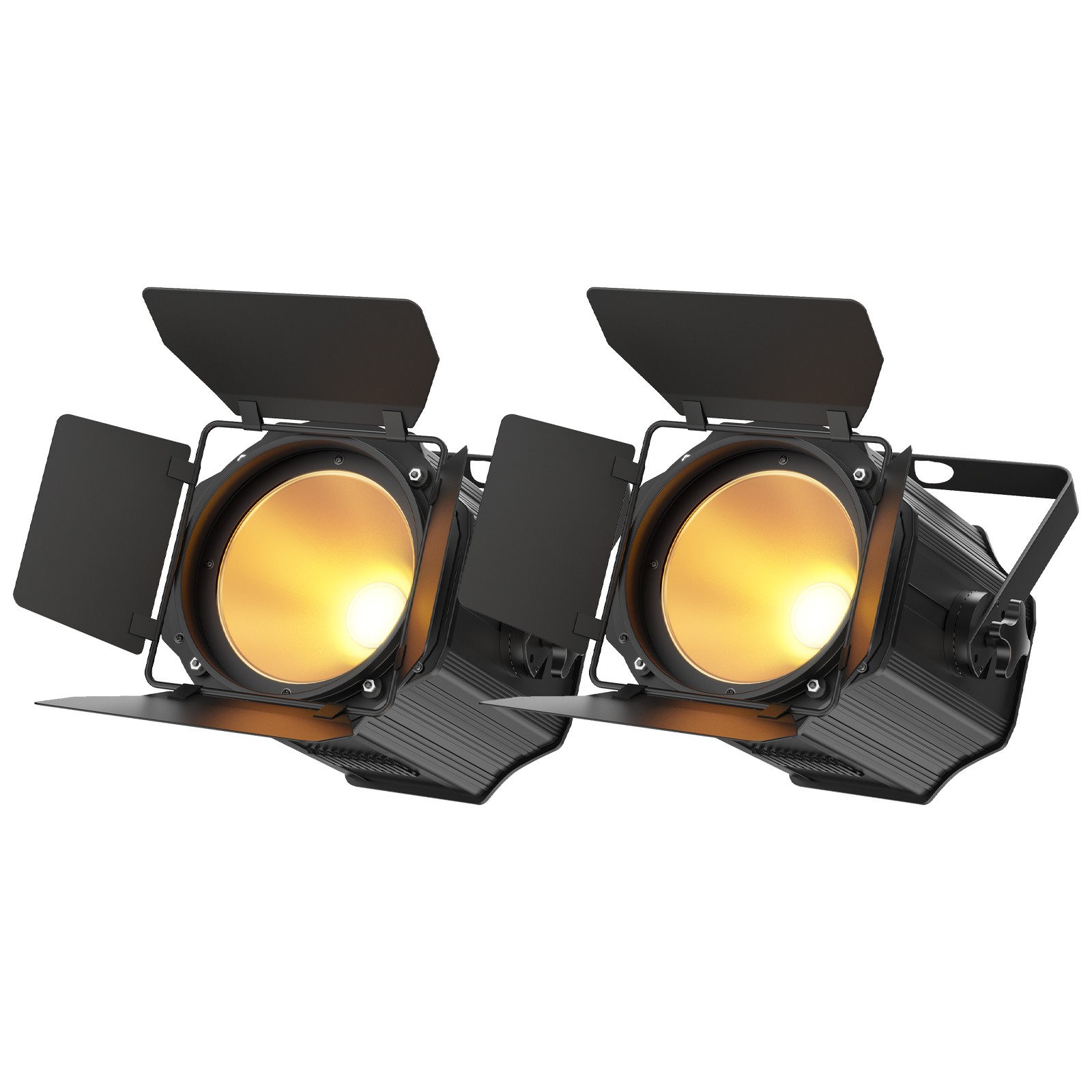 200W COB Par Light Warm & Cold White Spotlights with Barn Door DJ Stage Lighting