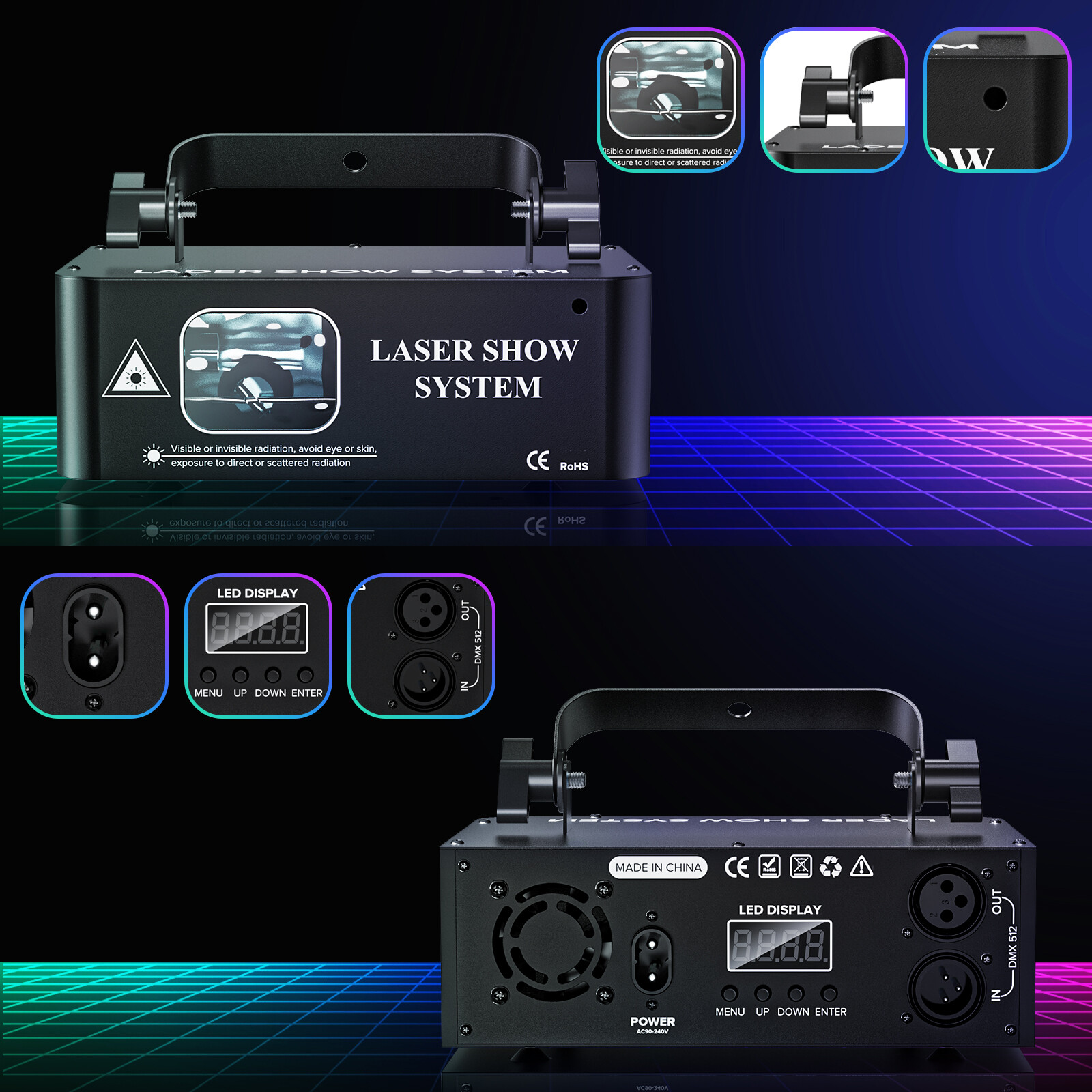 500mW RGB Laser Beam Scanner Animation Projector Lamp DJ Disco Party Dance Light