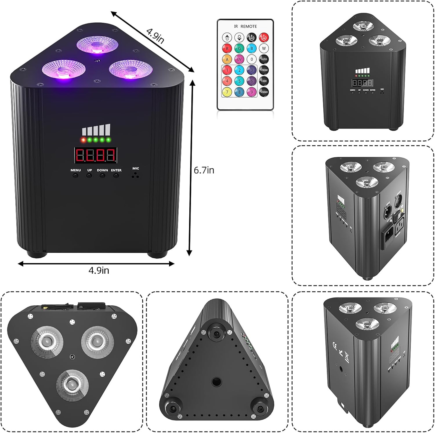 Rechargeable RGBW 4 in 1 Stage Lights, 3X6W Battery Powered LED Par Lights Uplig