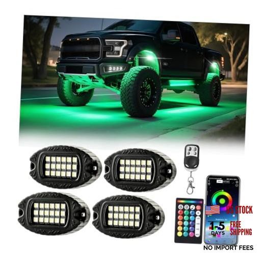 4 Pods Aluminum RGBW LED Rock Lights – 6500K Pure White & RGB Rock – Alloy