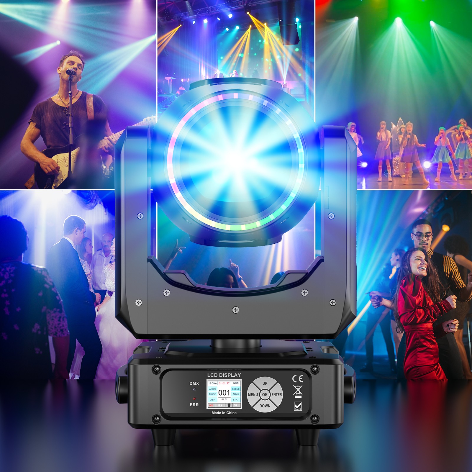 350W Disco Lights Moving Head Bar Light DMX RGBW LED 48Prism Gobo Stage Lighting