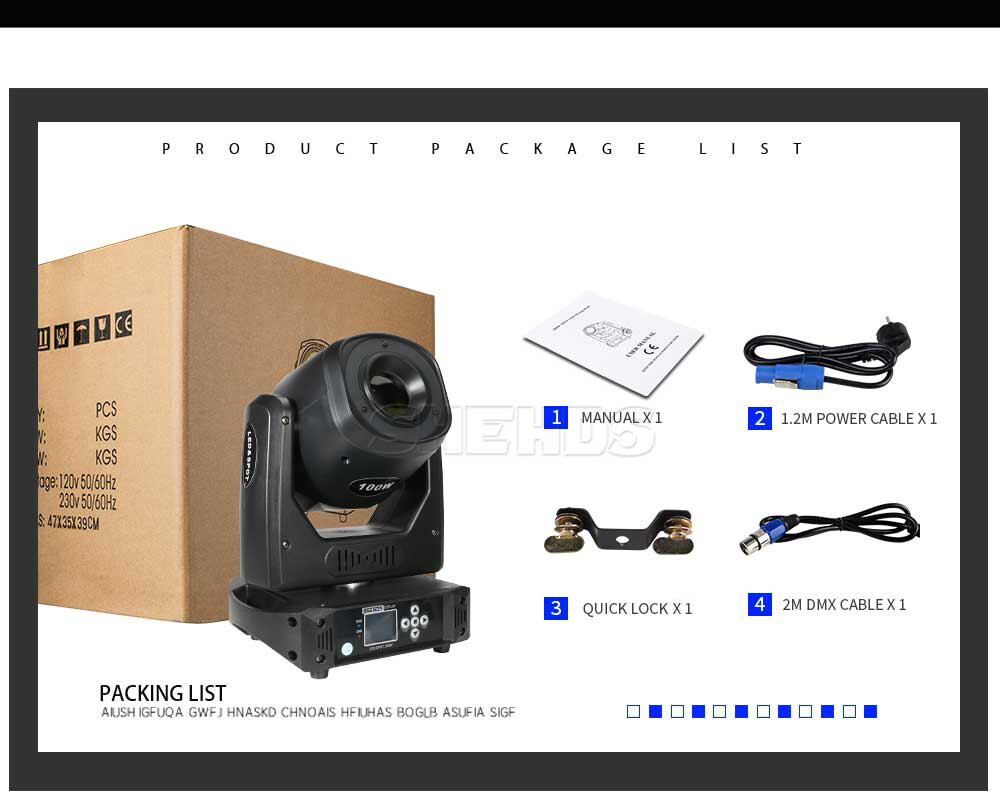 4Pcs SHEHDS LED Spot 100W Moving Head Light Gobo 6-Prism DMX512 Club Party Disco