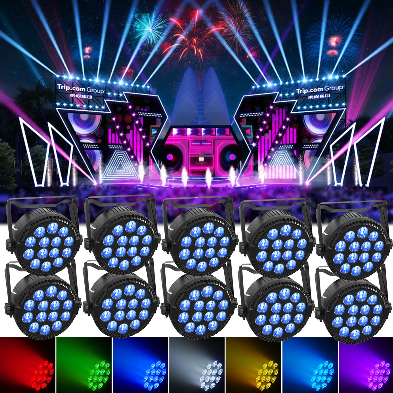 140W 4in1 RGBW 14LED PAR DMX Show Disco Party Wash Stage Lighting Show w/ Remote