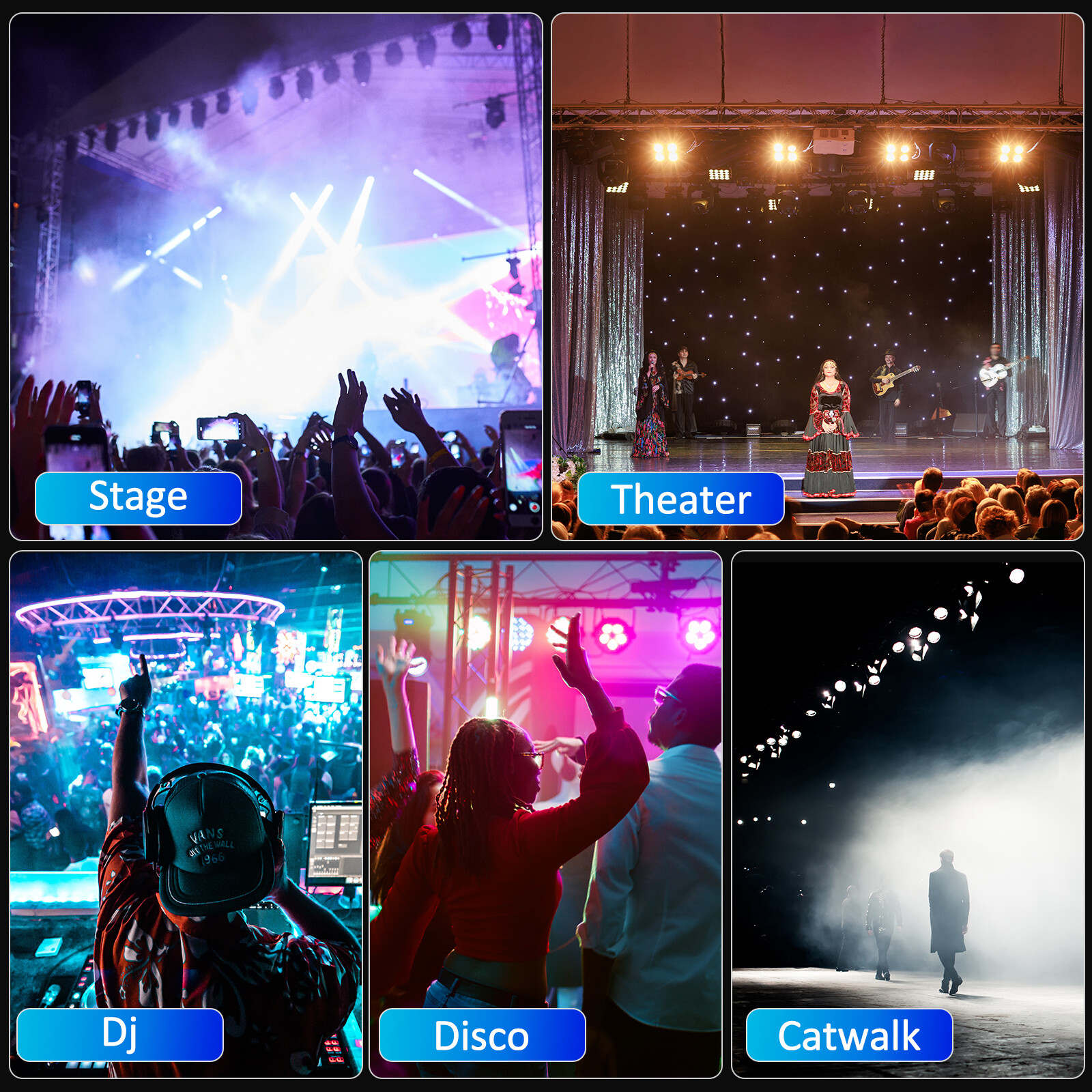 6in1 COB LED 200W PAR Can RGBWA+UV Lighting Stage Light DMX DJ Disco Show Light