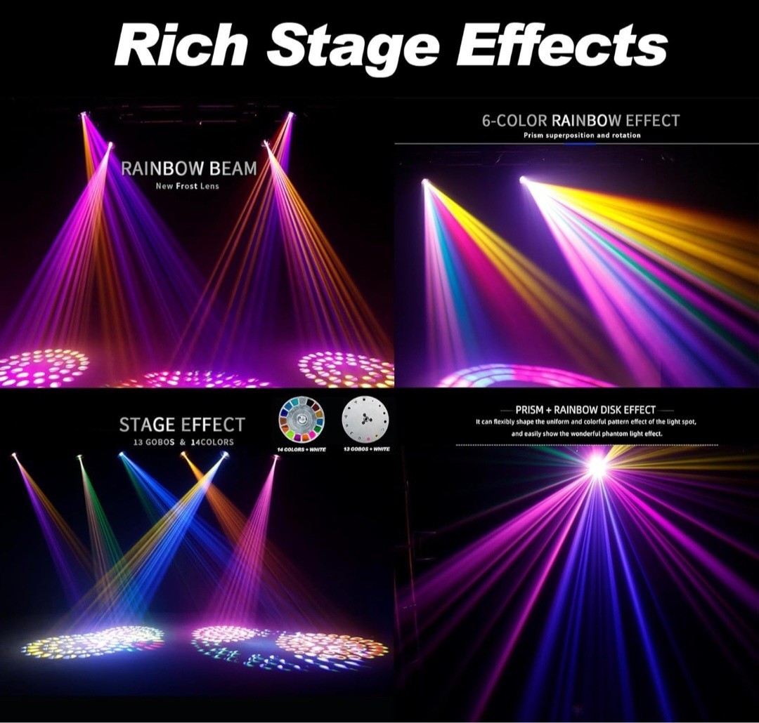 SHEHDS Moving Head Stage Lights 350W 17R Blub 13 Gobos 14 Colors B/Frost/Rainbow
