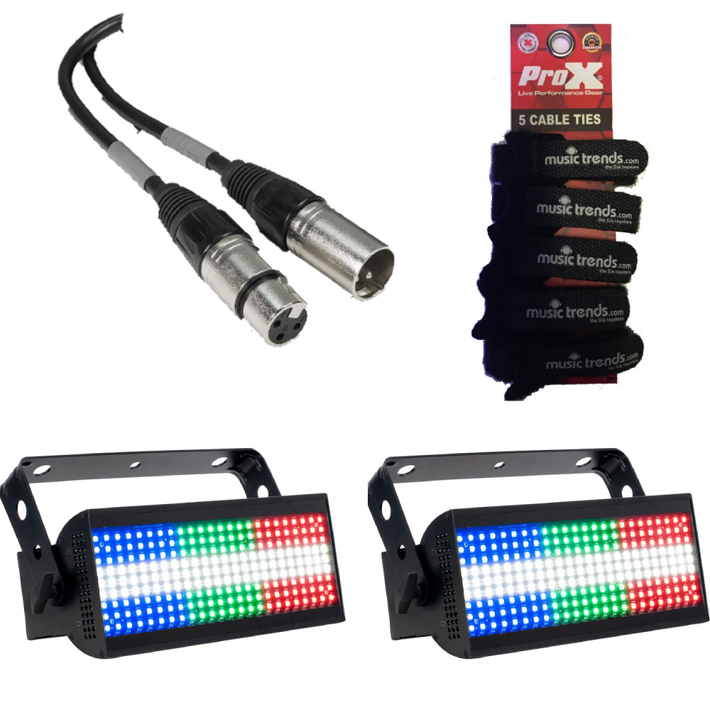 2x ADJ JOLT 300 innovative multi-use strobe / eye candy fixtures + 25′ DMX