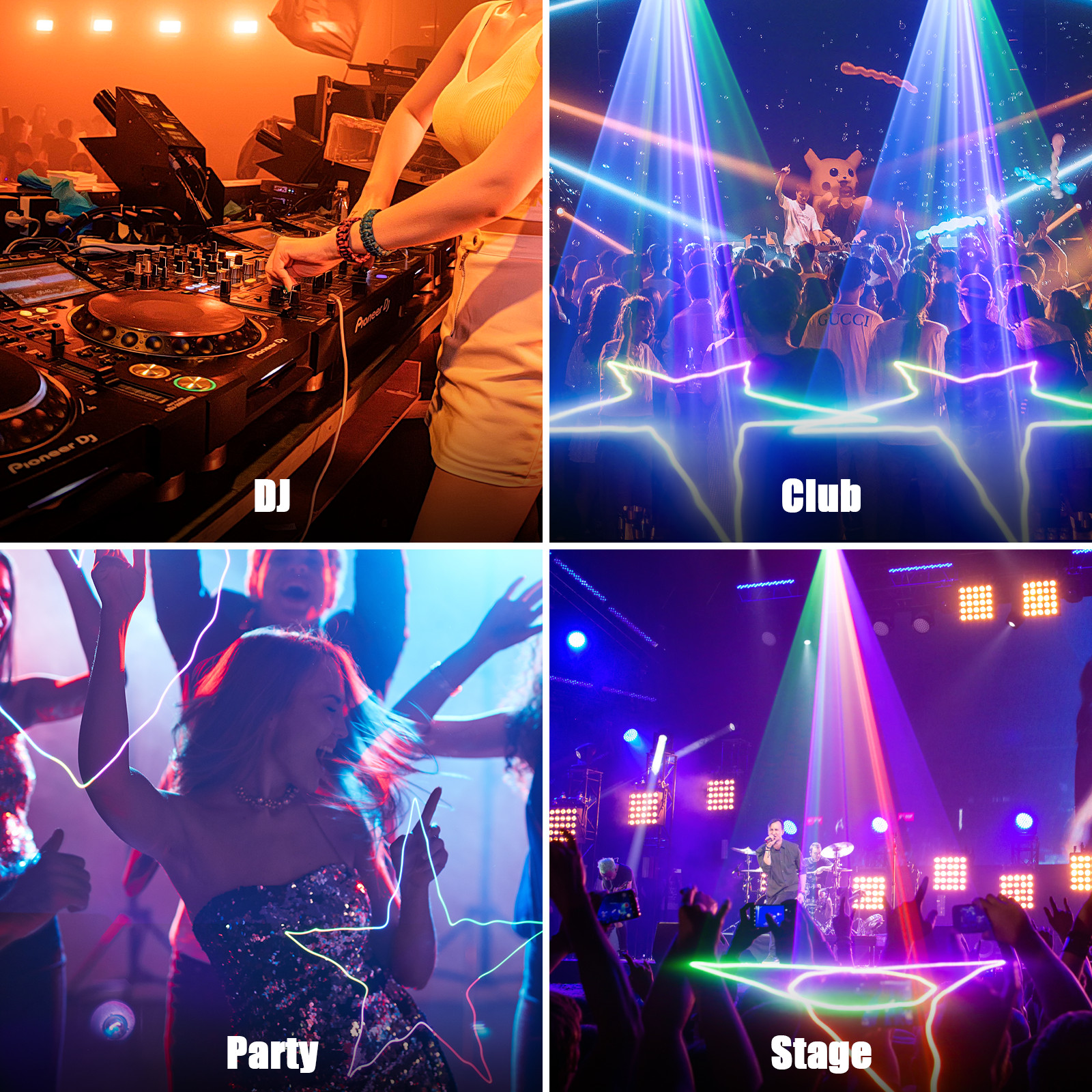 500mW DMX RGB Laser Light LED Laser Beam Scanner Projector DJ Party Stage Show