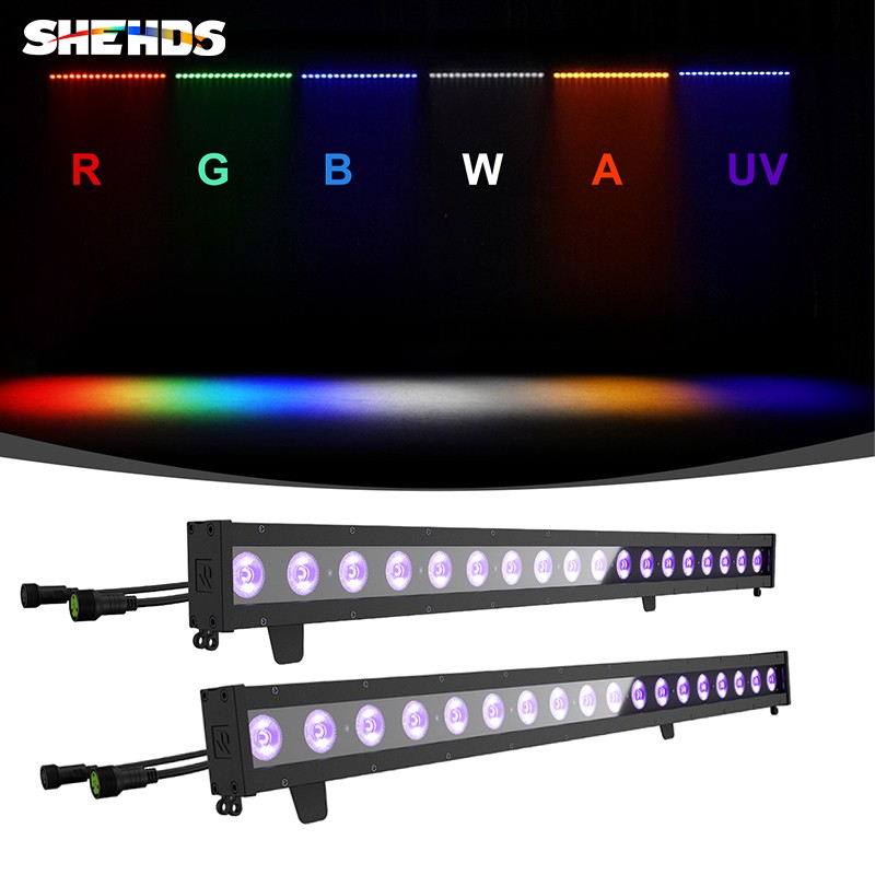 2Pcs IP65 LED 18x10W RGBWA+UV 6IN1 Wash Wall Light Beam For Show Disco Party