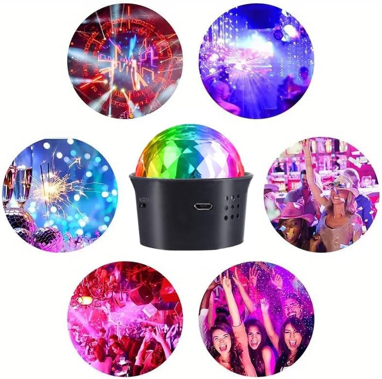 2Pack Mini Disco Light Sound Activated Multicolor Disco Party Lights, USB Rec…