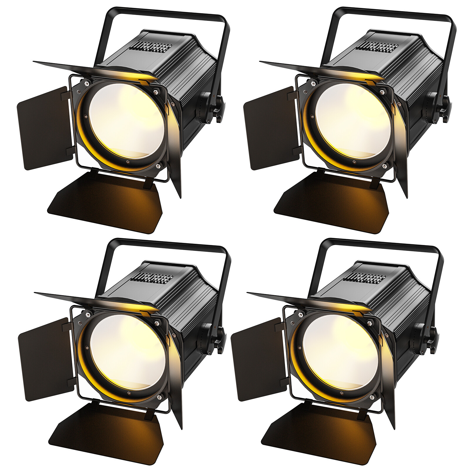 200W COB Par Light Warm & Cold White Spotlights with Barn Door DJ Stage Lighting