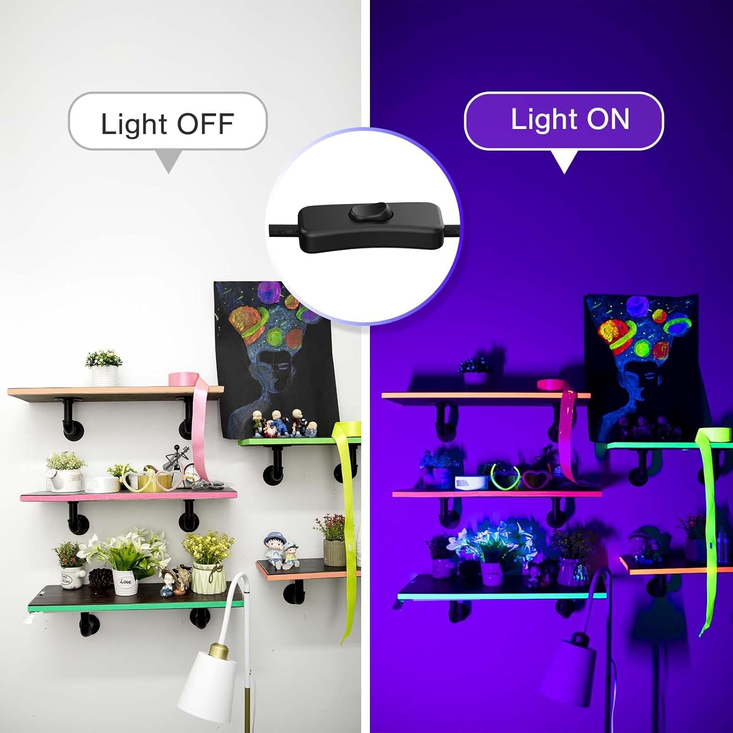40W LED Black Light Bar for Glow Party, Blacklight with Plug &Switch, Each Light