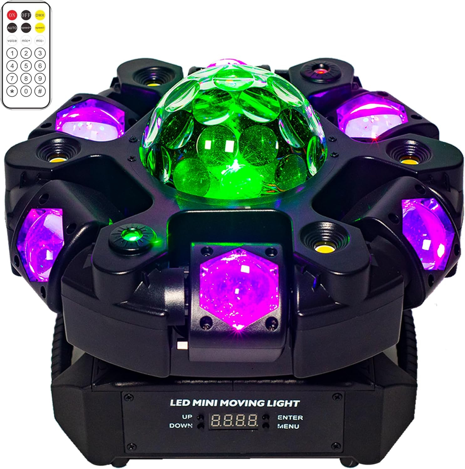 Moving Head DJ Light RGBW 120W Color-Changing Glowing Magic Ball, Red Green Star