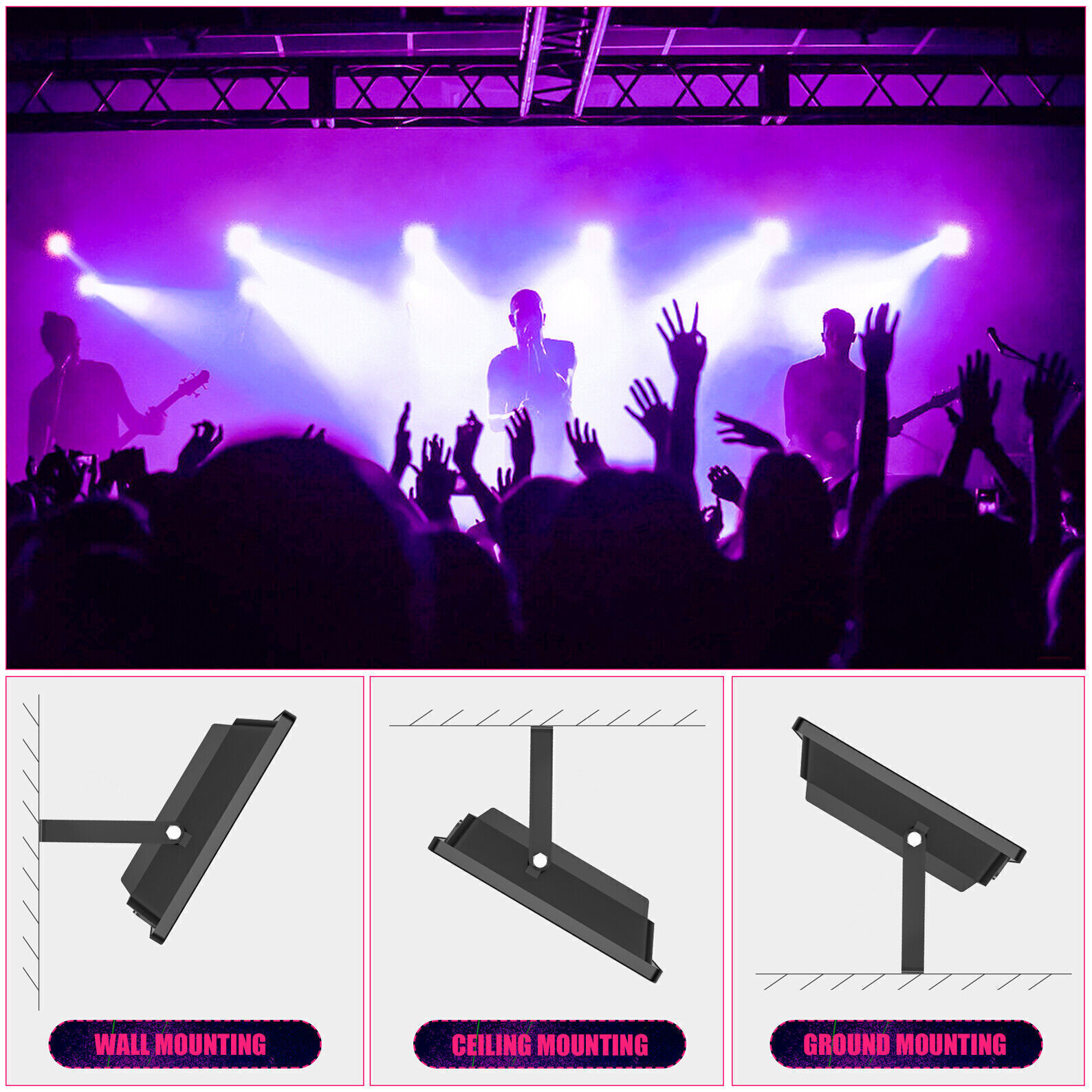 LED Black Lights 150W 80W 100W Purple Light For Stage Glow Party Outdoor Lights