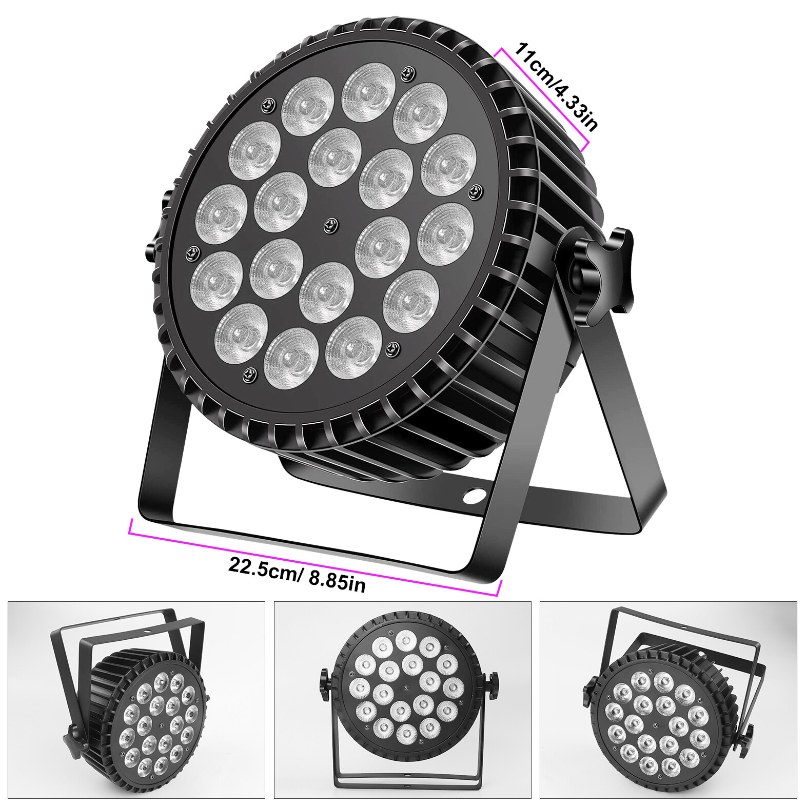 12PCS DJ Party Stage Light 18LED RGB+UV DMX 4/8CH Par Lights Wash light Bar Show